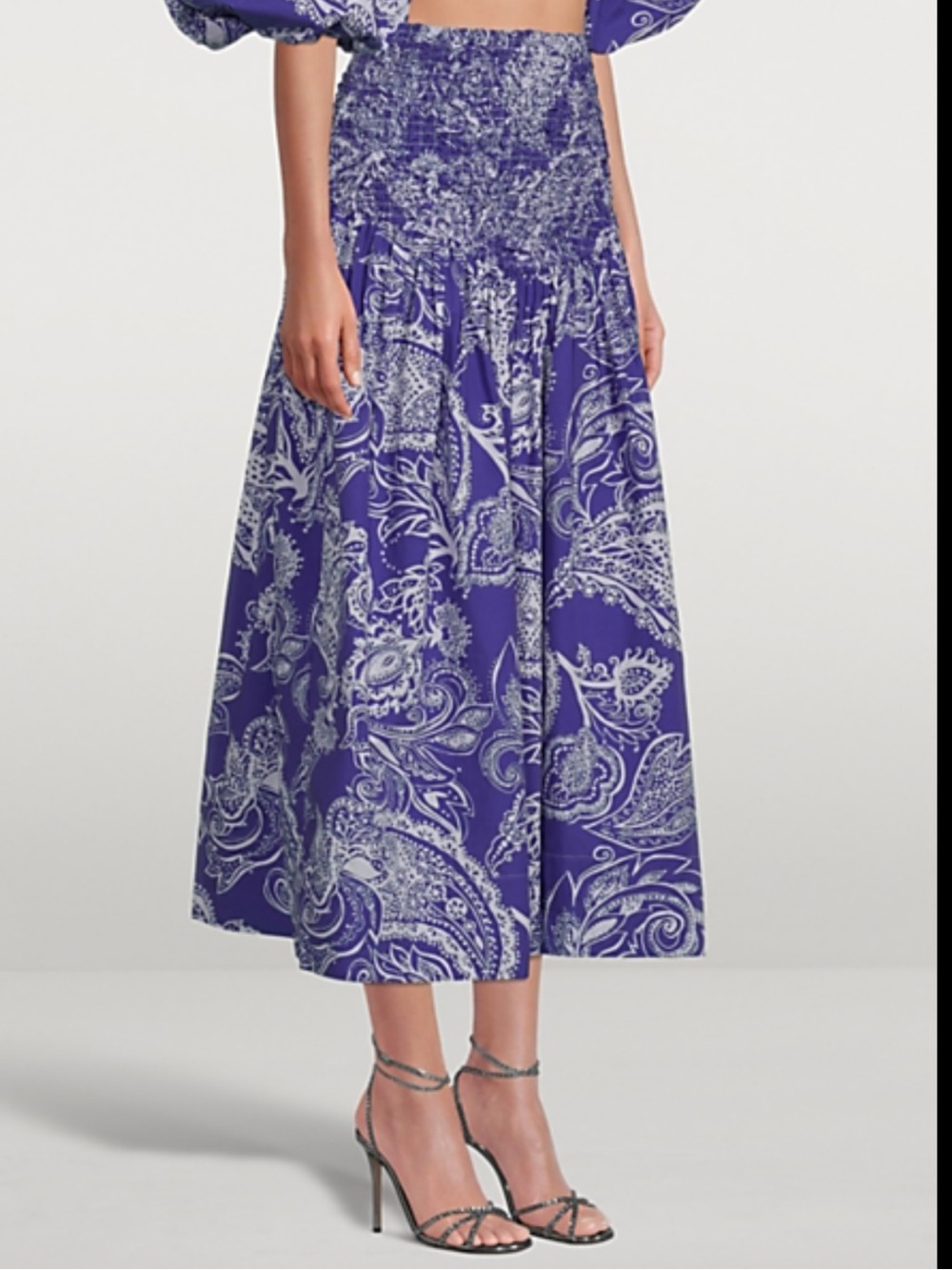 Mara Hoffman Nicole Midi Skirt in Purple Emonia Paisley Print Organic Cotton XS